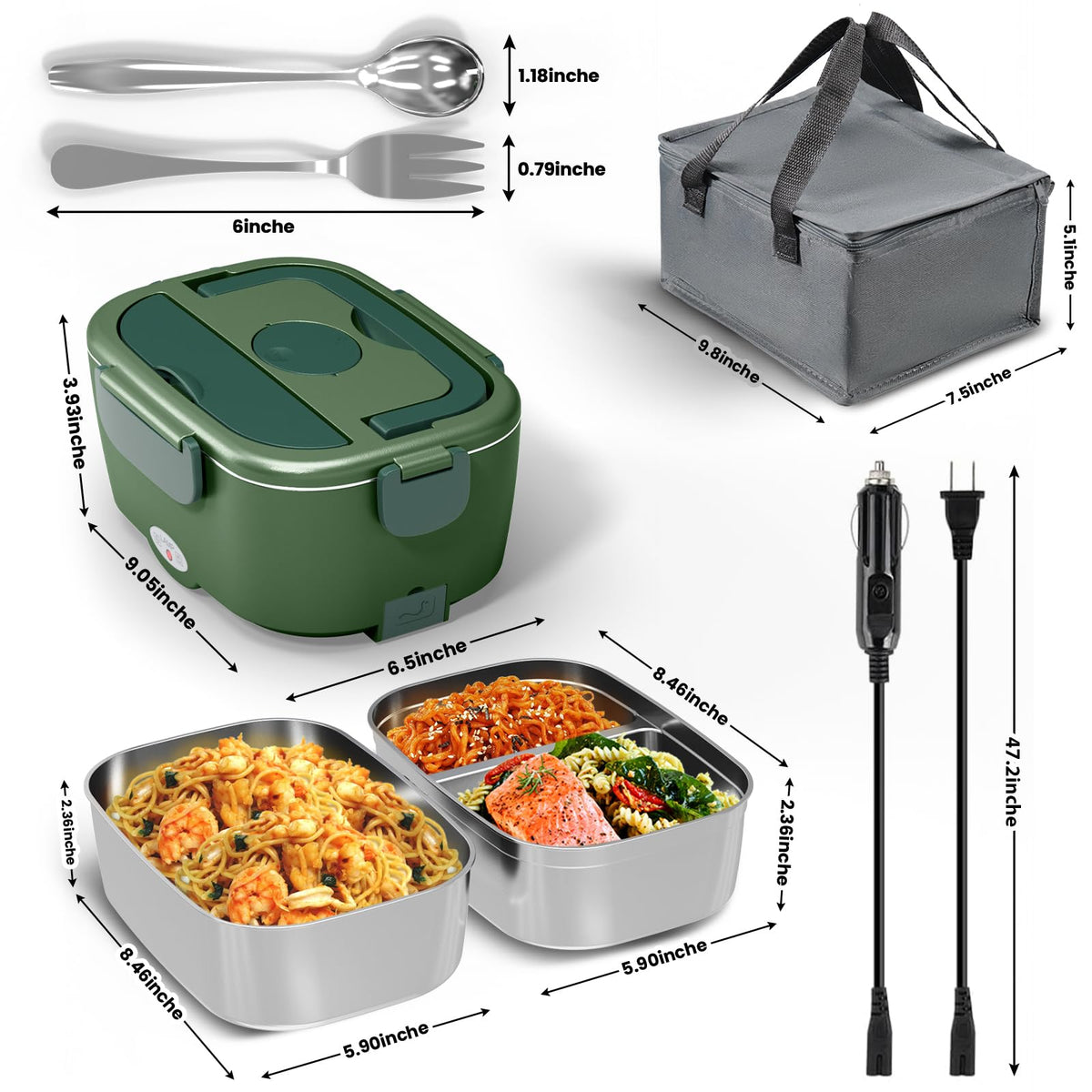 Sitlais heated lunch box ready for daily use with dual containers.