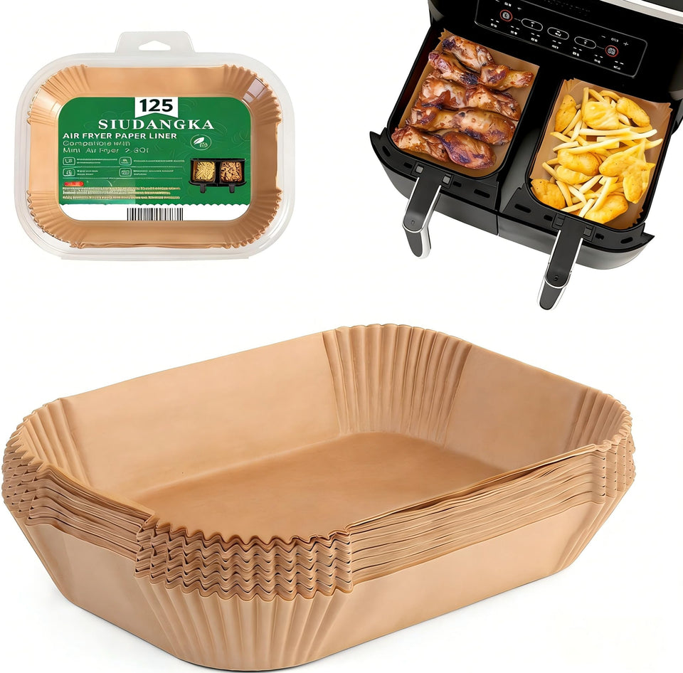 SIUDANGKA air fryer liners 125-pcs pack for quick cleanup and mess reduction.