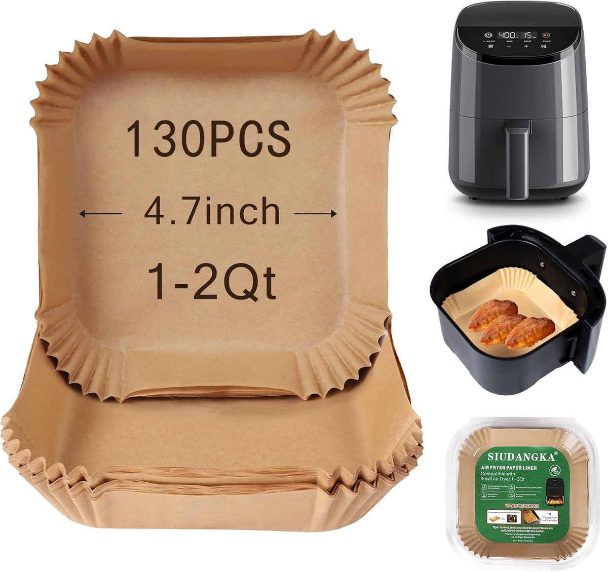 SIUDANGKA cosori 2.1 qt liners pack ready to use for mess-free air frying