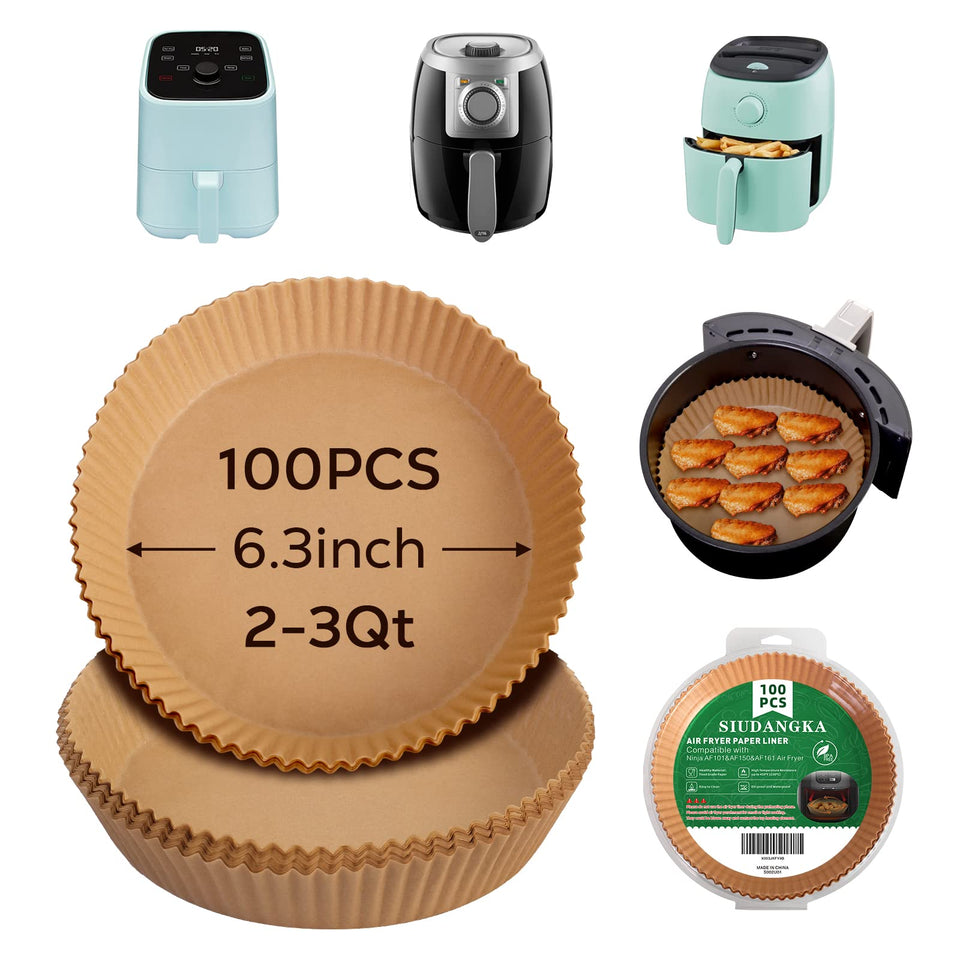 SIUDANGKA mini air fryer liners in packaging for easy cleanup preparation