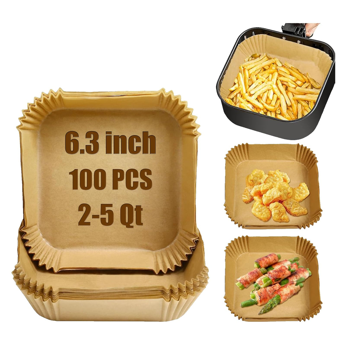 SIUDANGKA mini air fryer liners with square bowl for easy prep and mess-free cooking.