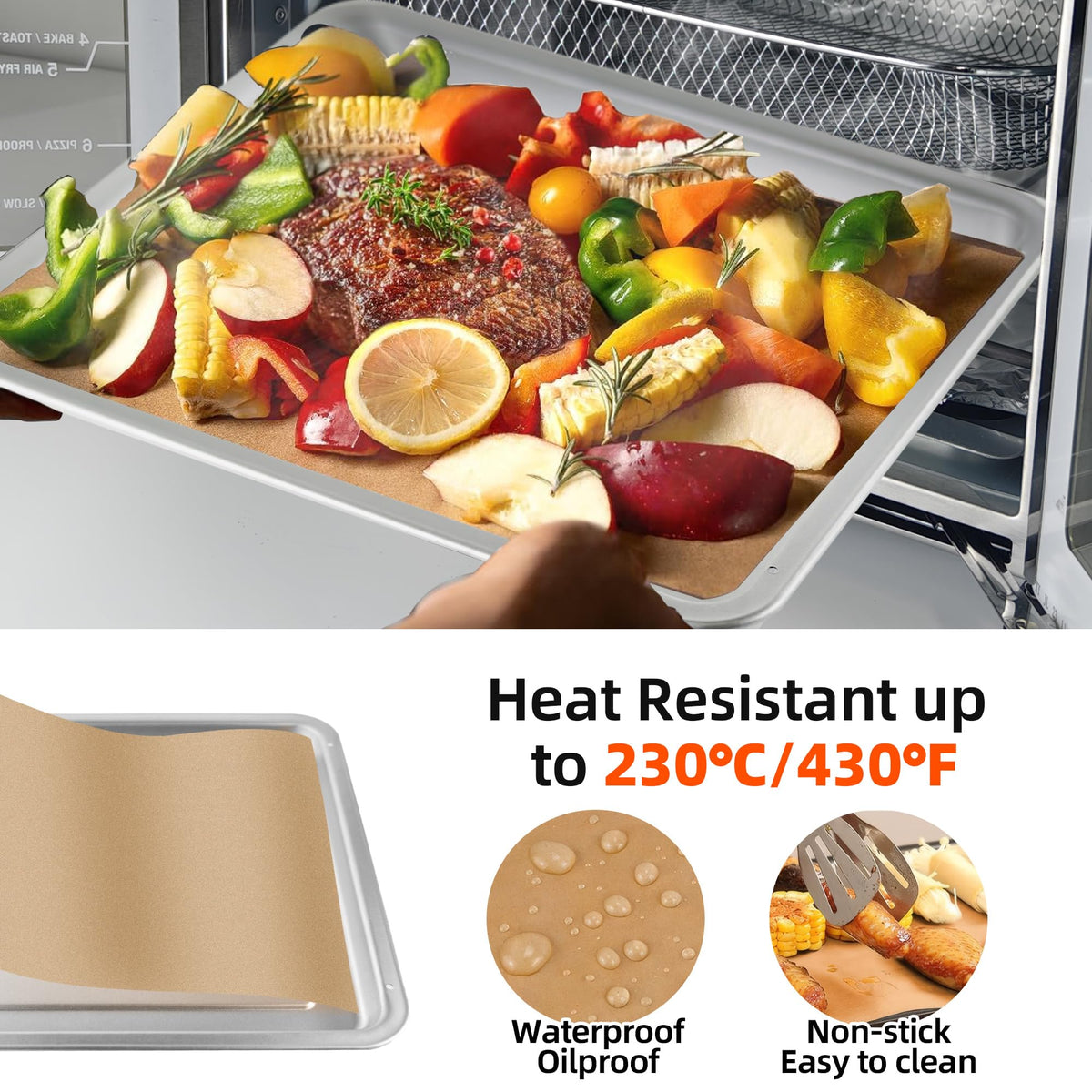 SIUDANGKA teflon mats reusable, non stick for easy cleanup in Breville oven