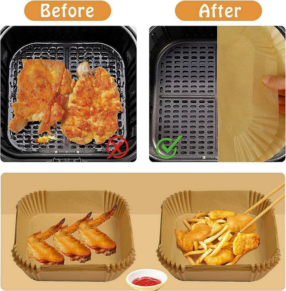 SIUDANGKA unbleached parchment liners offer clean, non-stick baking for quick cleanup.