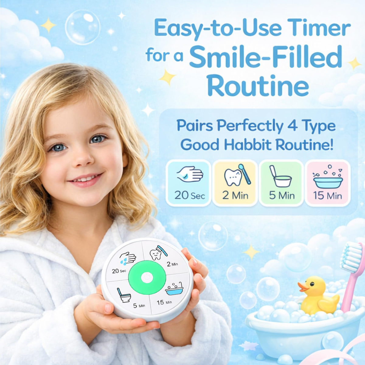 Siugohaus 15-minute shower timer assists kids in pacing bathtime activities