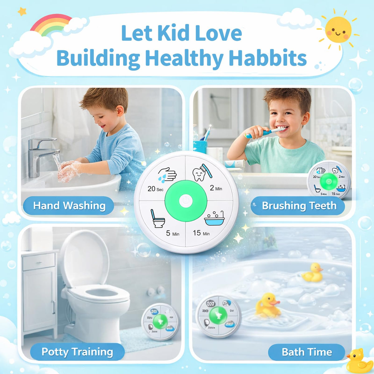 Siugohaus magnetic back keeps the timer visible on metal bathroom surfaces