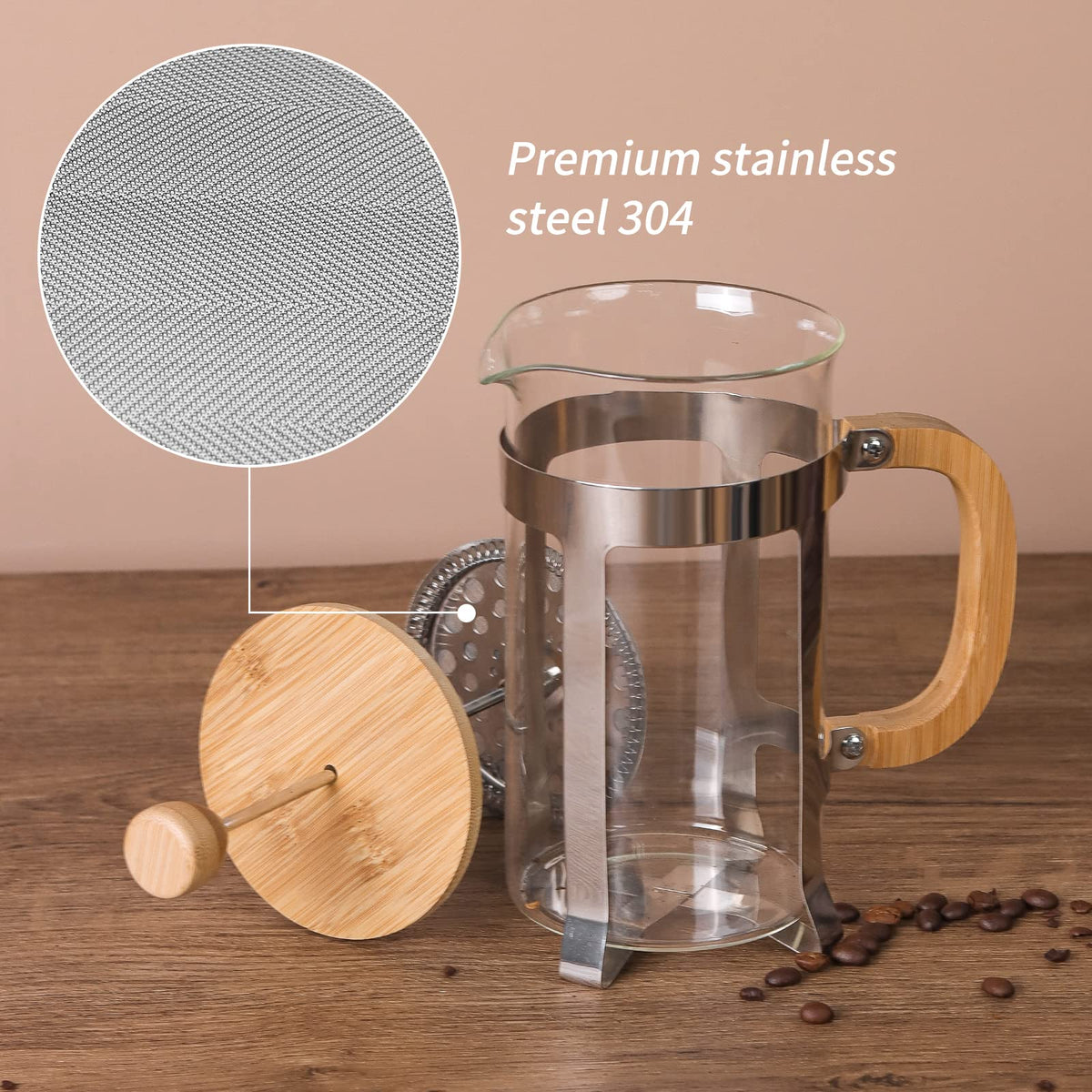 Sivaphe coffee and tea press pot ready to brew in kitchen