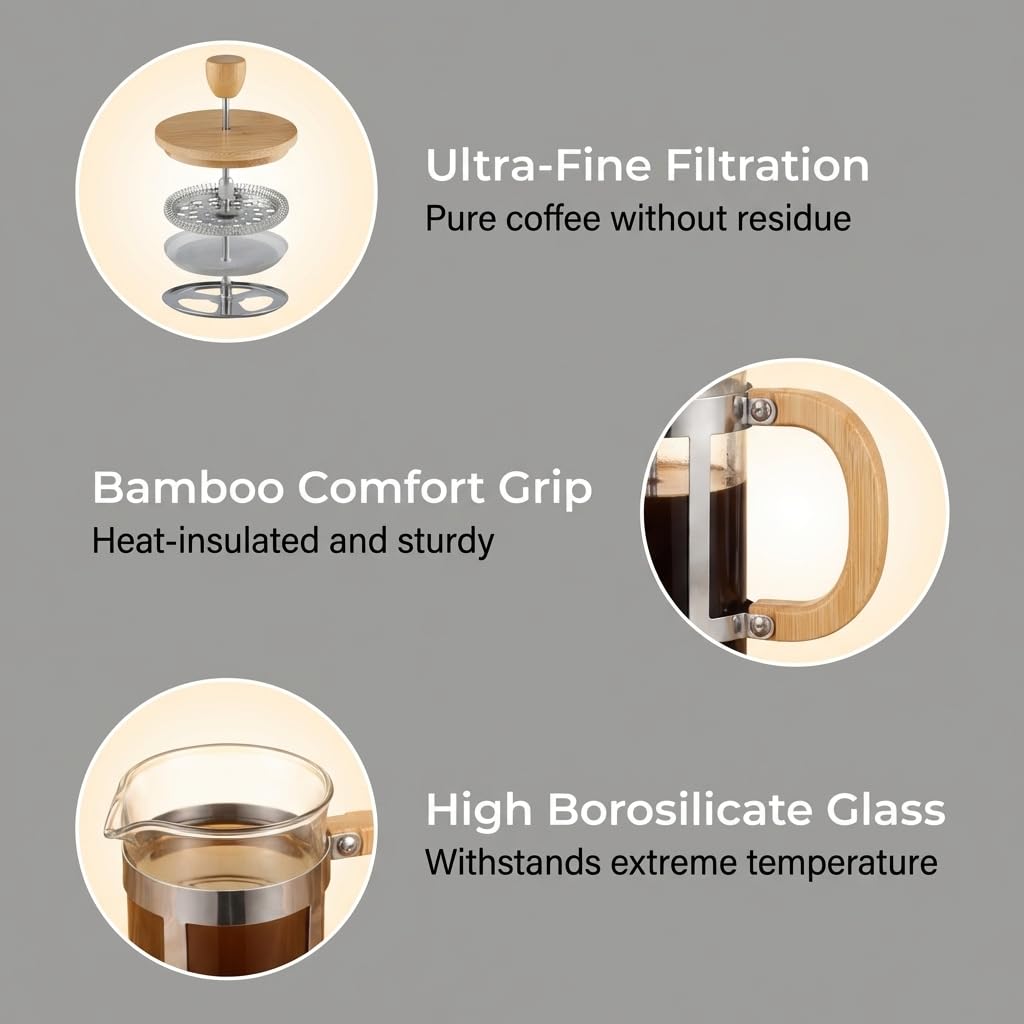 Sivaphe fine mesh filter delivers clean, full-flavored extraction.
