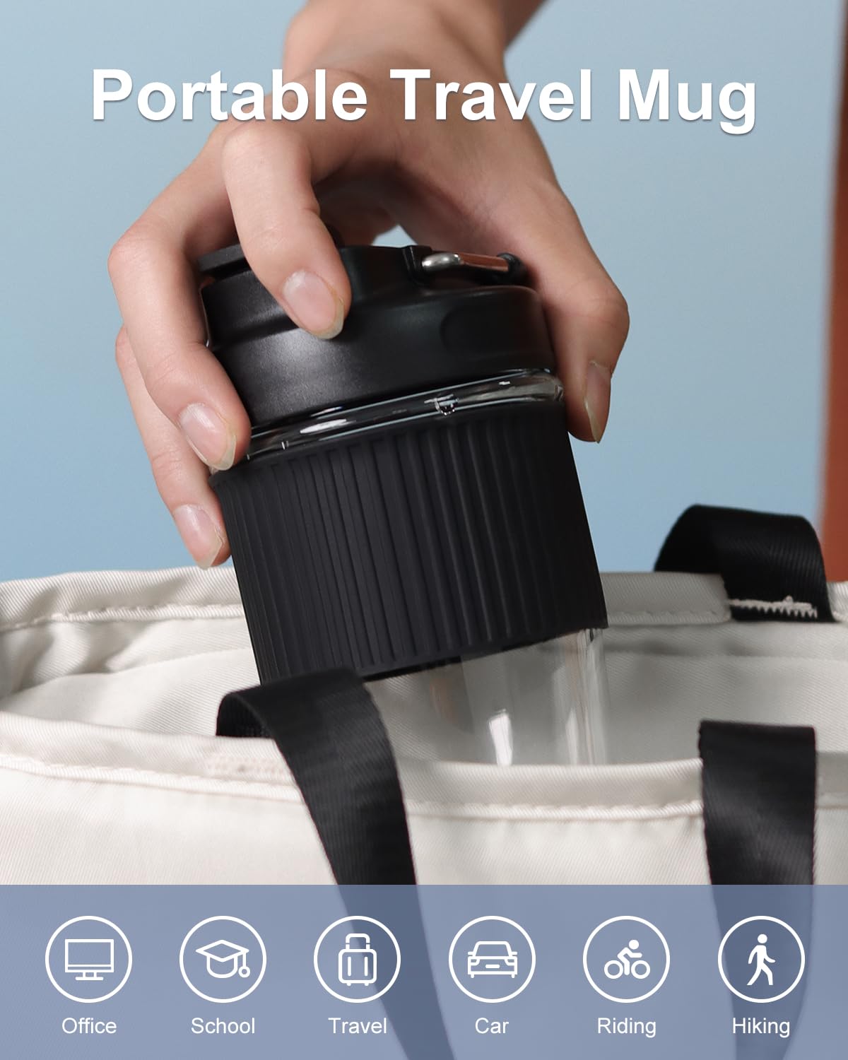 Sivaphe spill-proof lid with lock button prevents leaks during travel