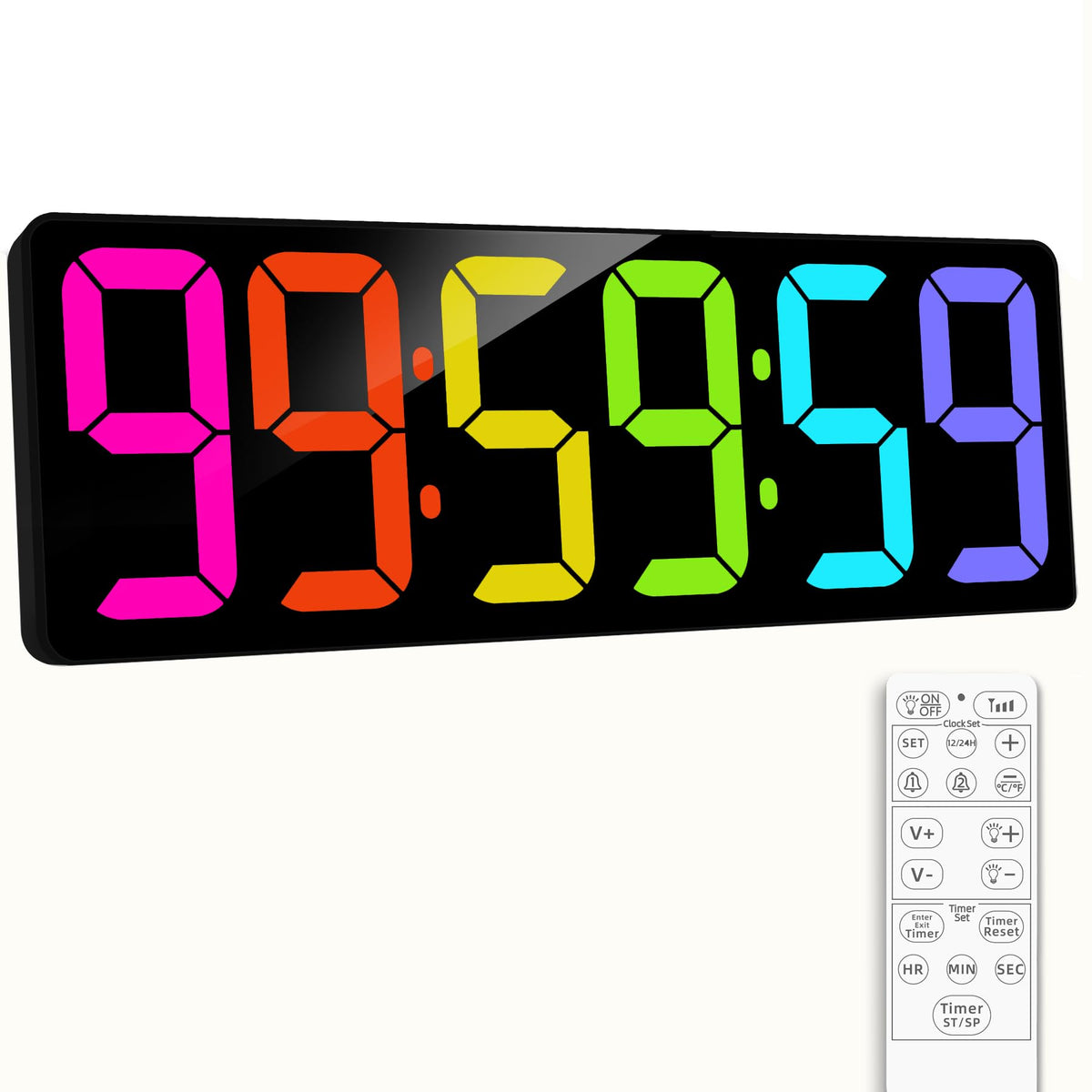 SJJSKY 17.2-inch large digital timer wall clock with remote control for easy adjustments.
