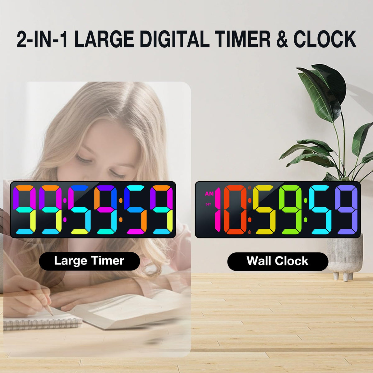 SJJSKY LED color digits display enhances visibility in bright rooms and dim environments.