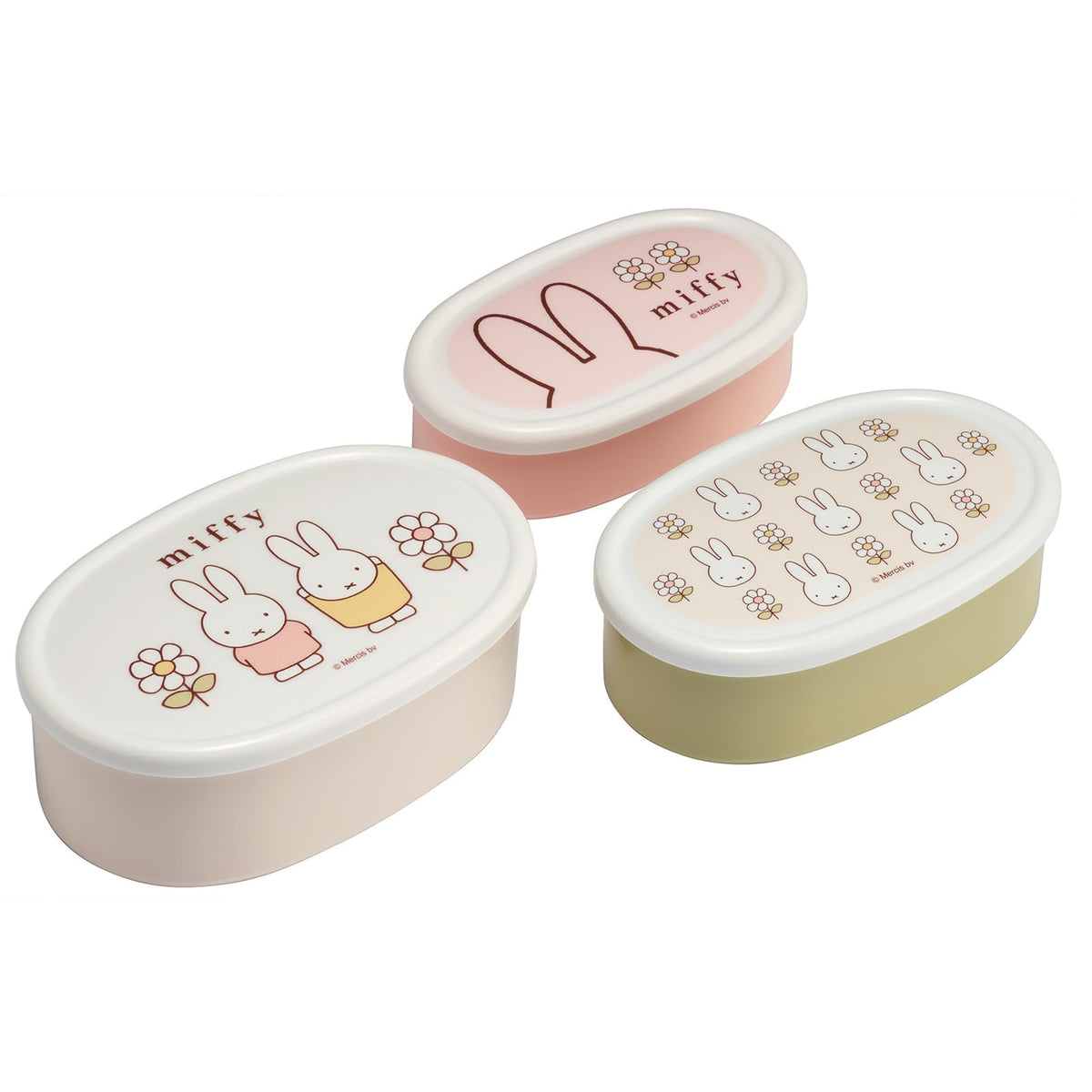 Skater Miffy 3-piece bento box set for organized lunches and snacks.