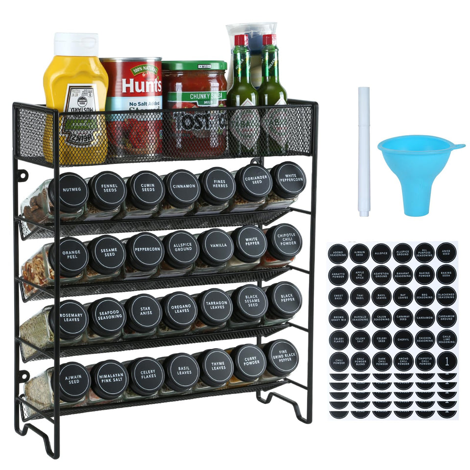 Skiileor spice rack assembly view for organized cabinet storage.