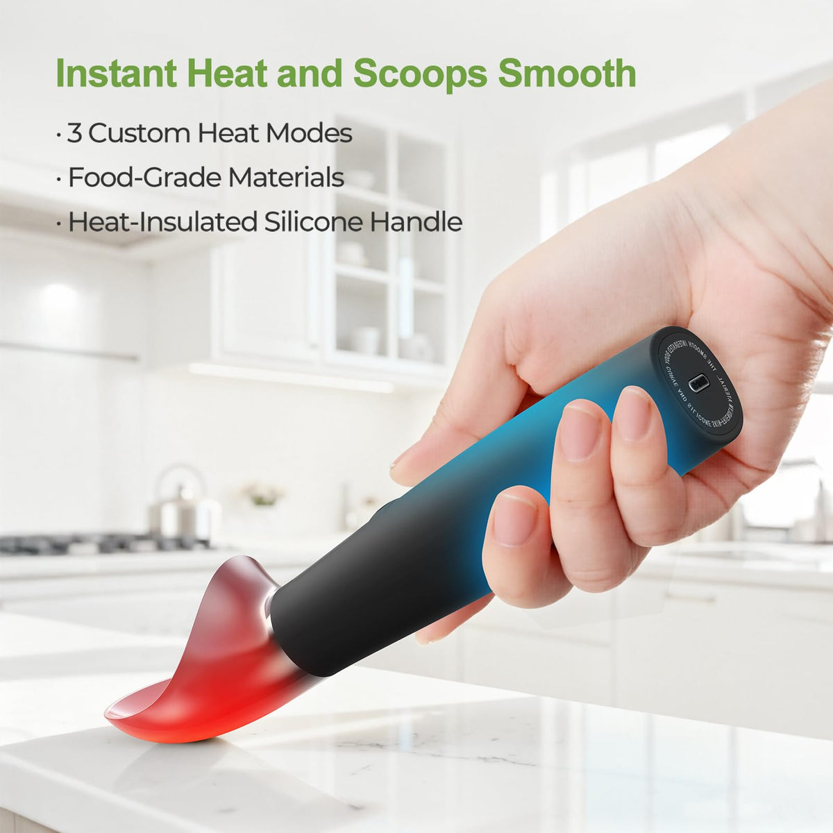 SKLNXAZ LED display closeup shows precise heat levels for perfect scoops