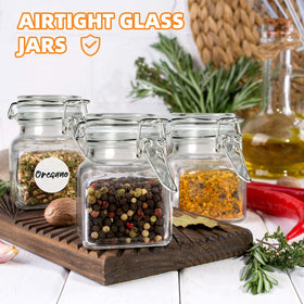 SKOCHE clear 4 oz jar adds neat display to kitchen shelves.