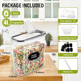 Skroam cereal containers pour spout for clean, mess-free pouring.
