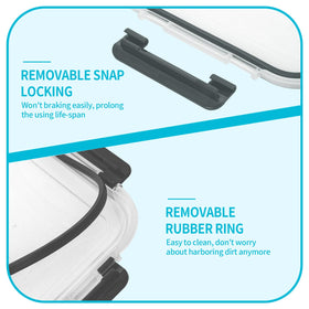 Skroam rectangle glass lunch containers with lids for leftovers and on-the-go meals.