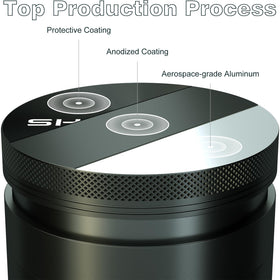 SKROM MYP grinder top view shows secure magnetic lid for storage