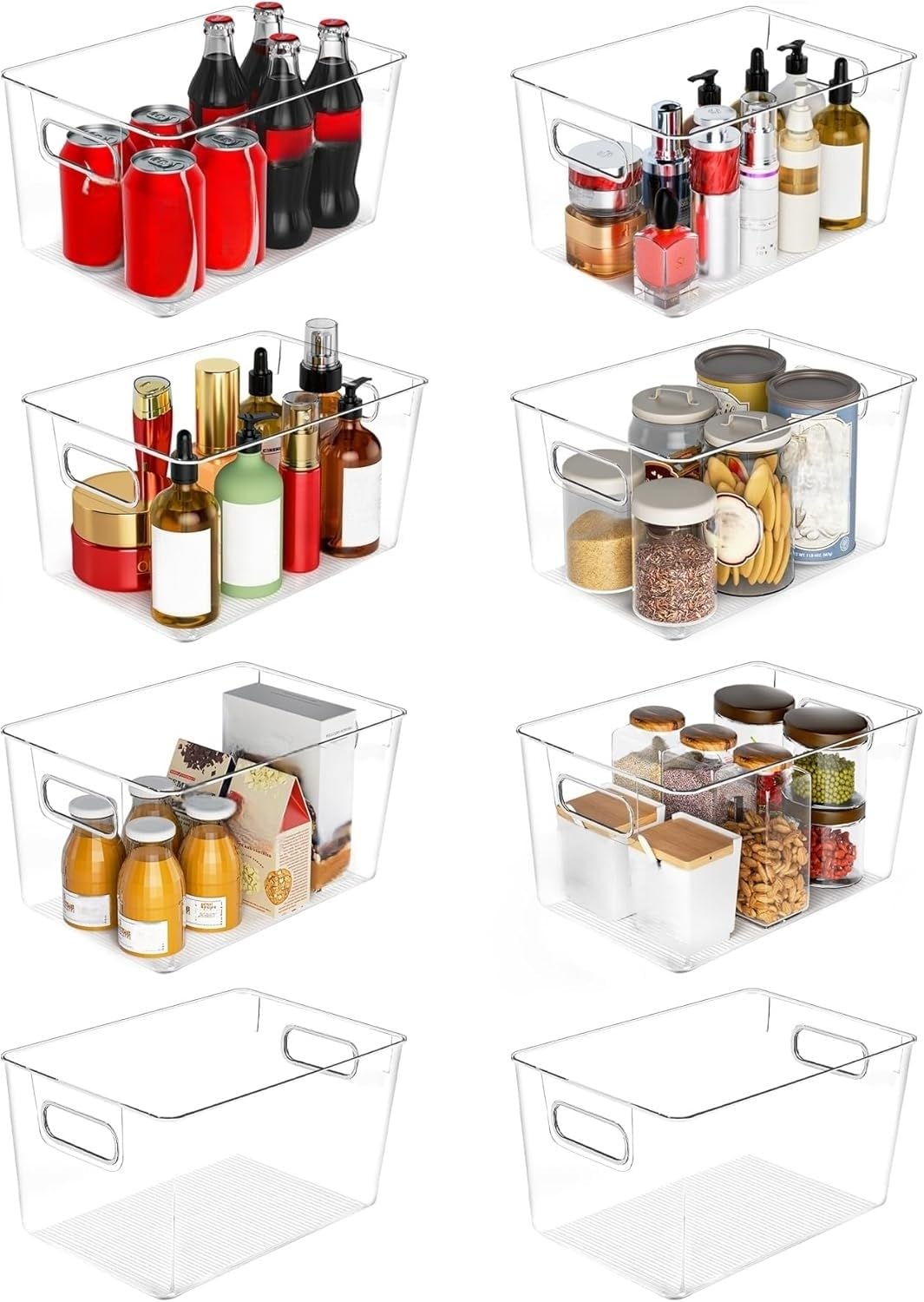 SKTKSE clear storage bin 8-pack improves pantry visibility and quick access