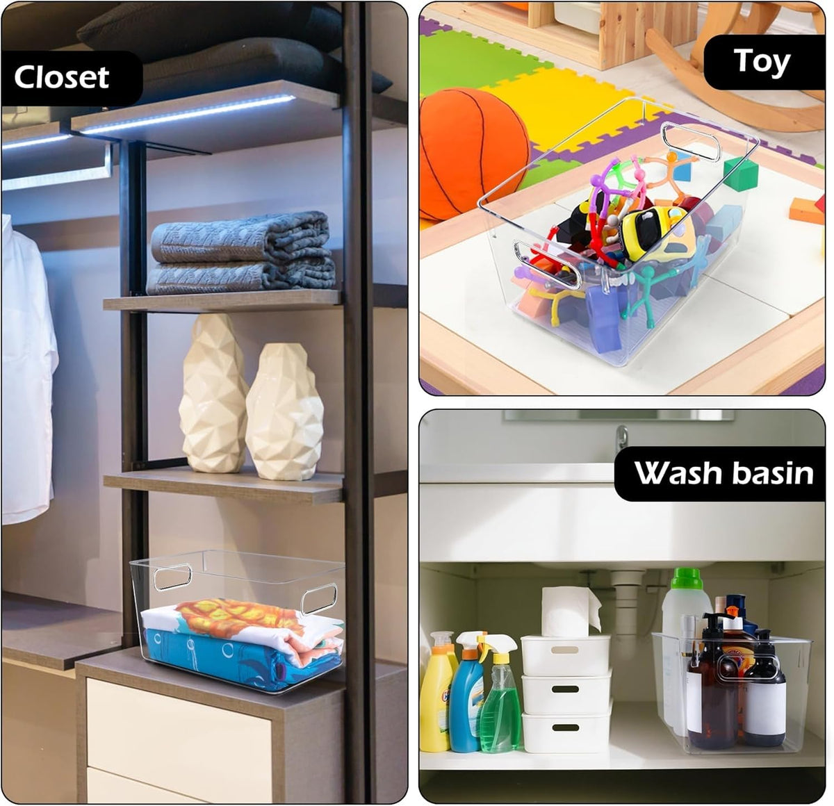 SKTKSE stackable design bins offer flexible stacking for space efficiency