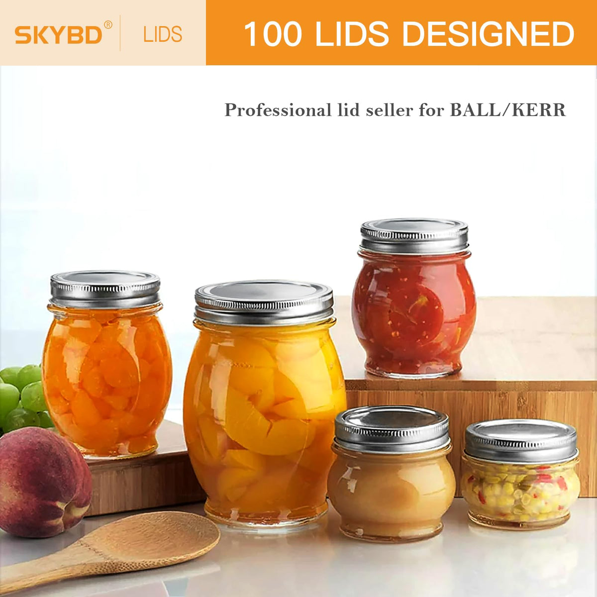 SKYBD split-type 86mm lid with BPA-free silicone seals for safe canning.