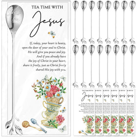 Skybooly Christian teaspoons with leaf design for elegant tea party favors
