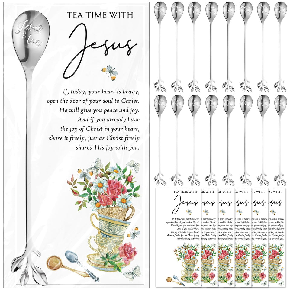 Skybooly Christian teaspoons with leaf design for elegant tea party favors