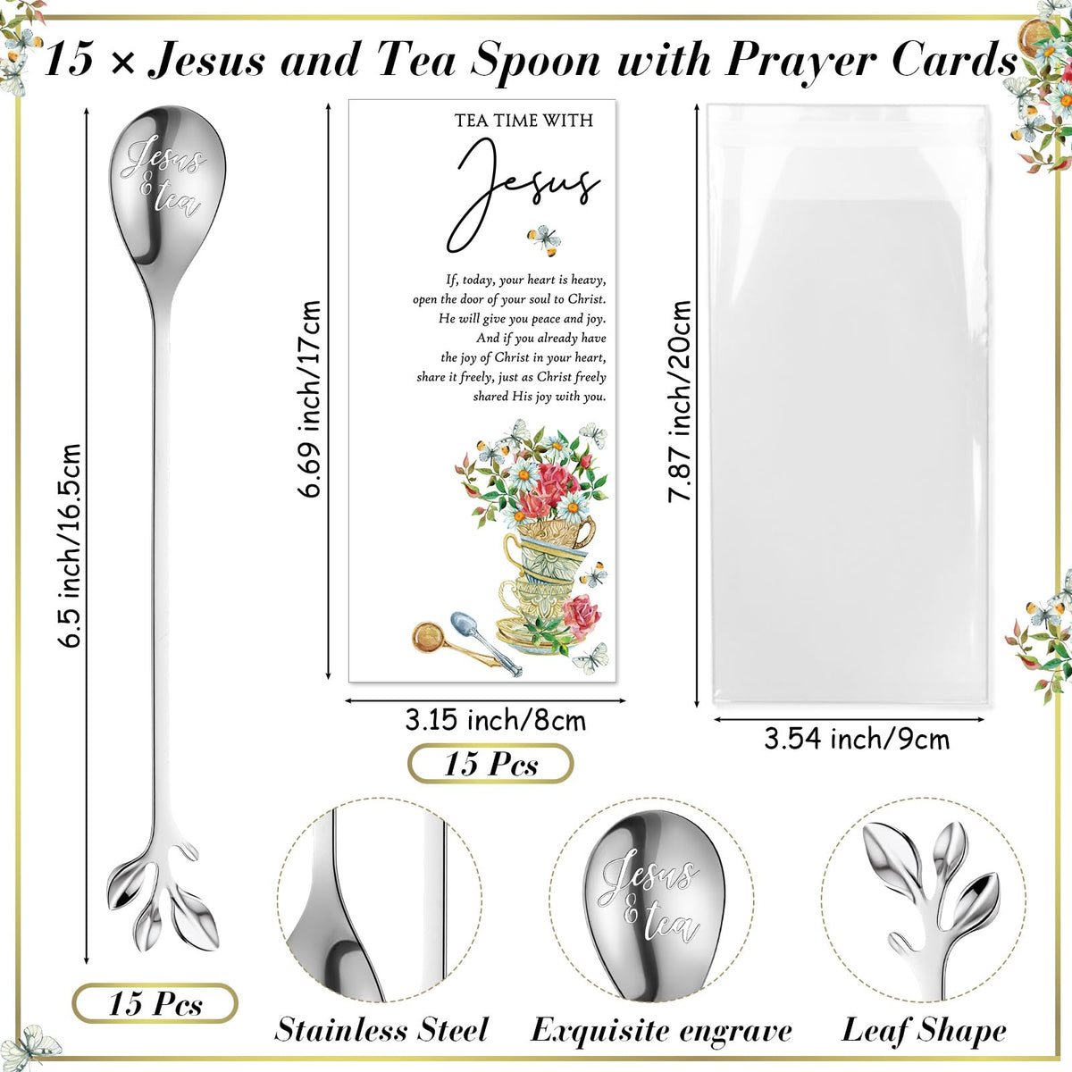 Skybooly Jesus tea spoons and prayer cards for meaningful gatherings