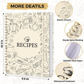 SKYDUE back pocket stores clipped recipes and notes for quick reference.