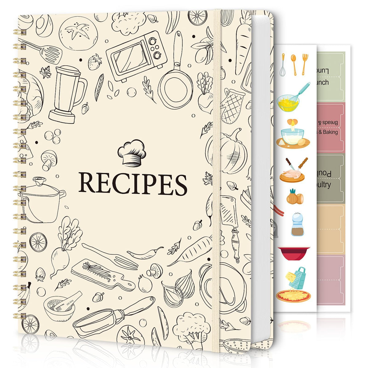 SKYDUE blank recipe book cover with durable hardcover protects your recipes.