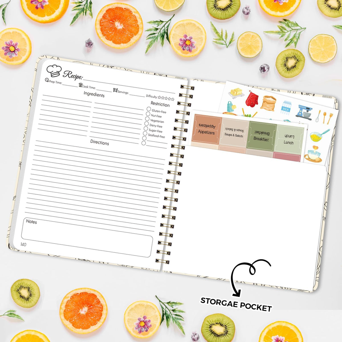 SKYDUE durable hardcover protects pages during daily kitchen use.