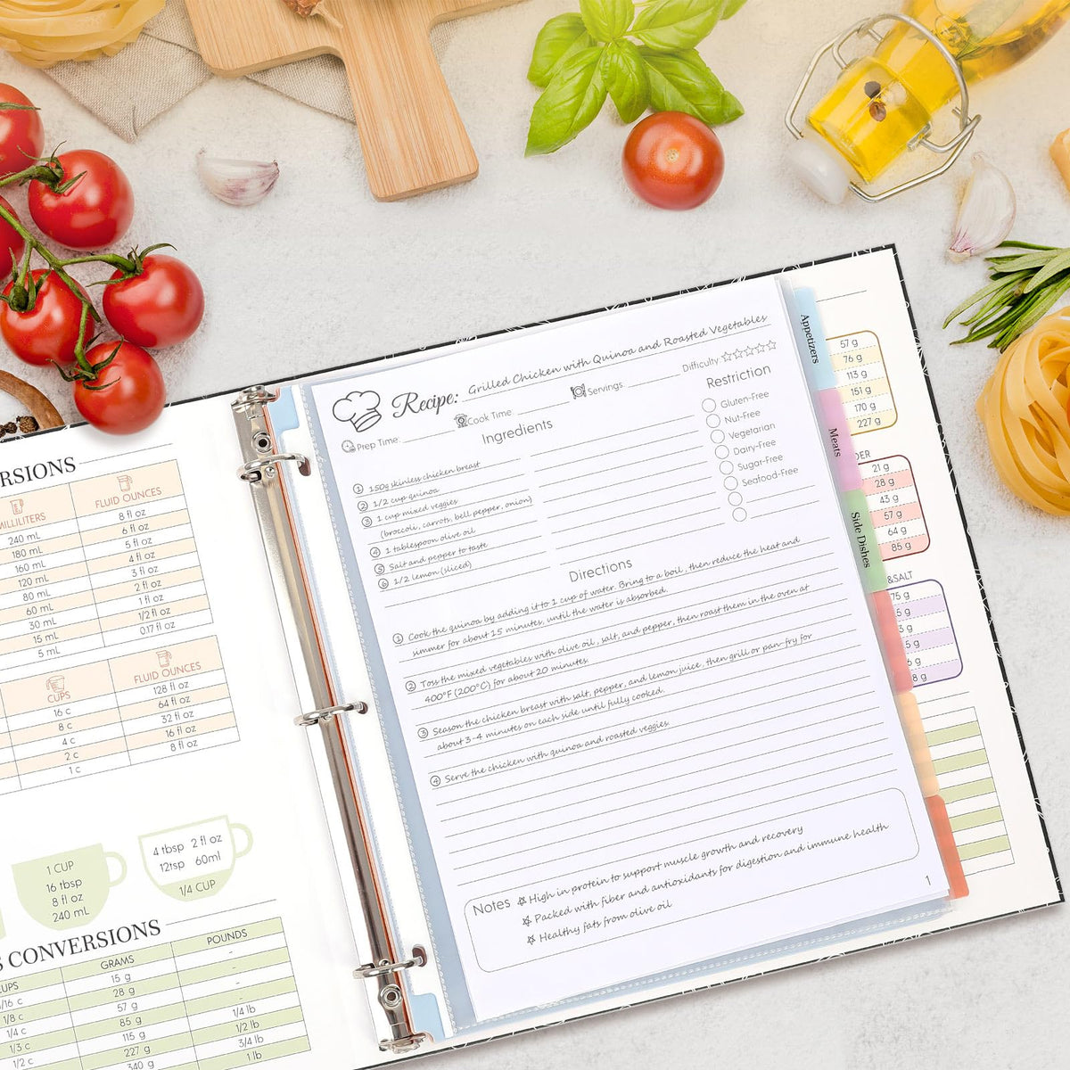 SKYDUE sturdy sleeves protecting recipes from spills in a busy kitchen