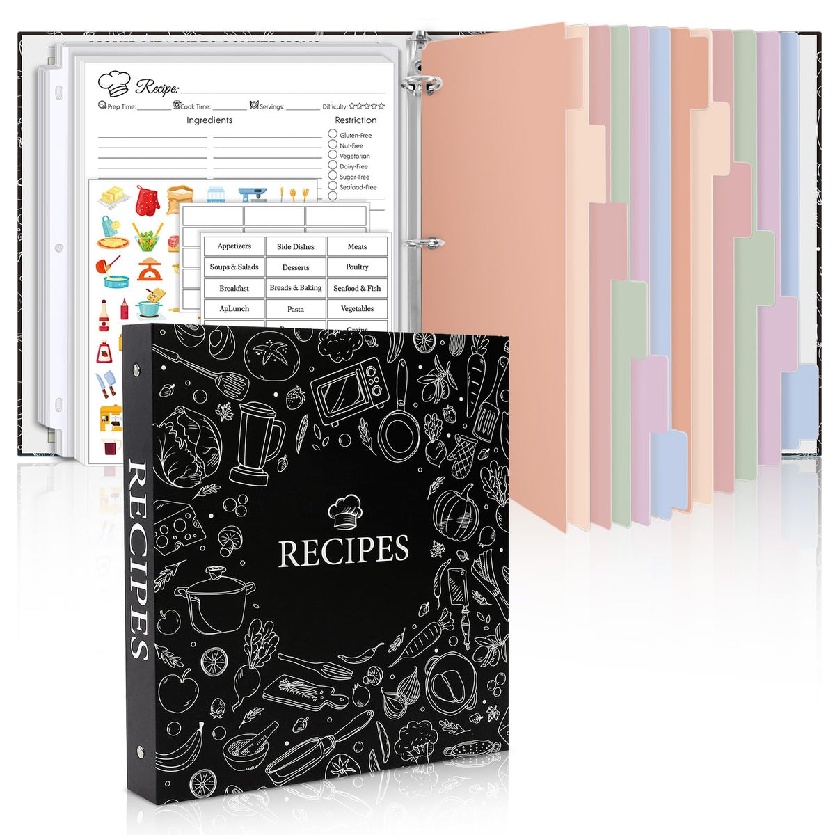 SKYDUE recipe binder cover showing durable construction for long-term kitchen use