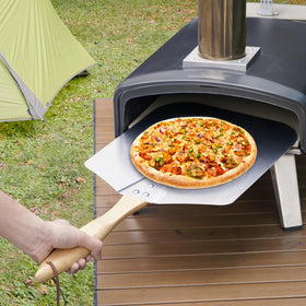 Skyflame pizza peel compatible with Uuni 3 and commercial ovens.