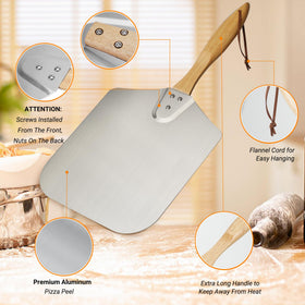 Skyflame pizza peel ergonomic handle designed for comfortable grip.