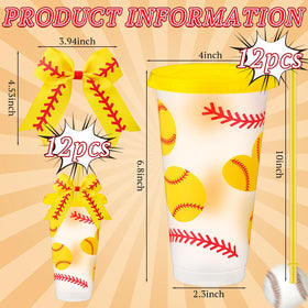 Skylety 12-pack softball cups with lids, easy to reuse at games and parties