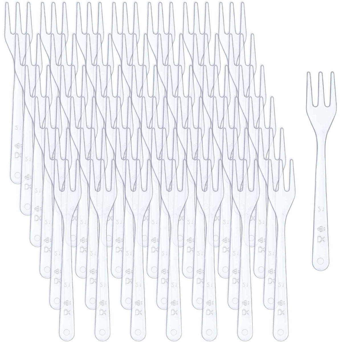 Skylety clear mini tasting forks for desserts at events