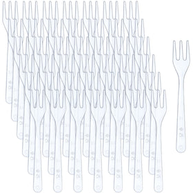 Skylety clear mini tasting forks for desserts at events