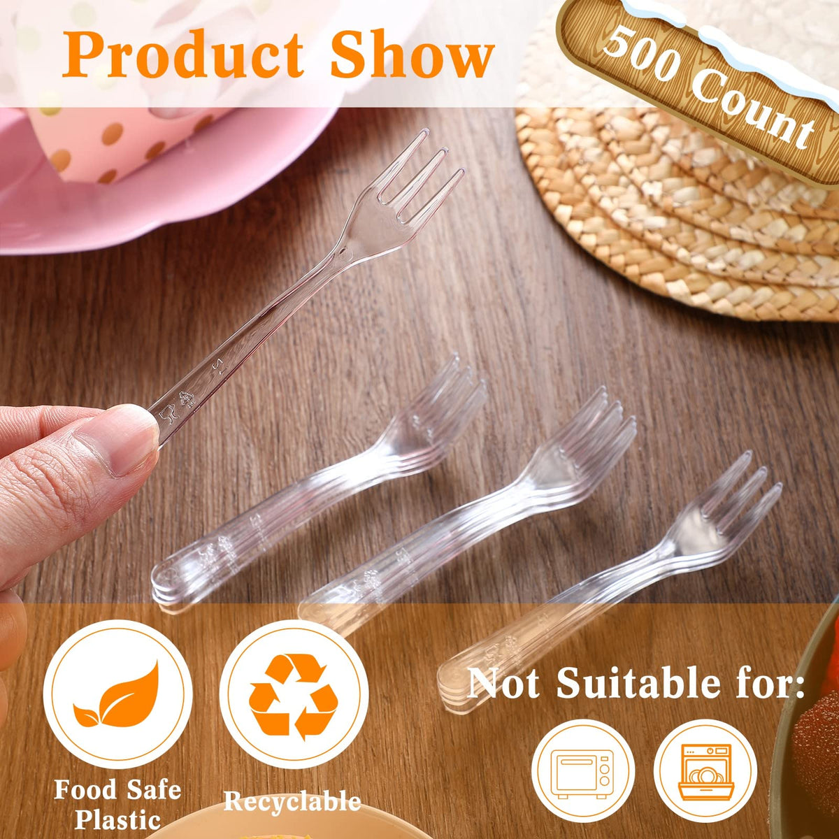 Skylety clear disposable forks enhance wedding table styling