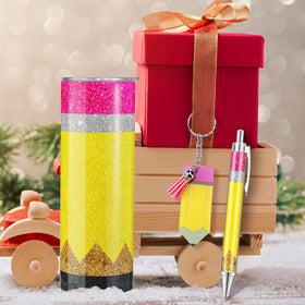 Skylety glitter pencil theme design, festive classroom vibe.