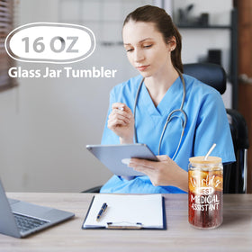 Skylety 16oz jar glass for drinks at work and beyond.