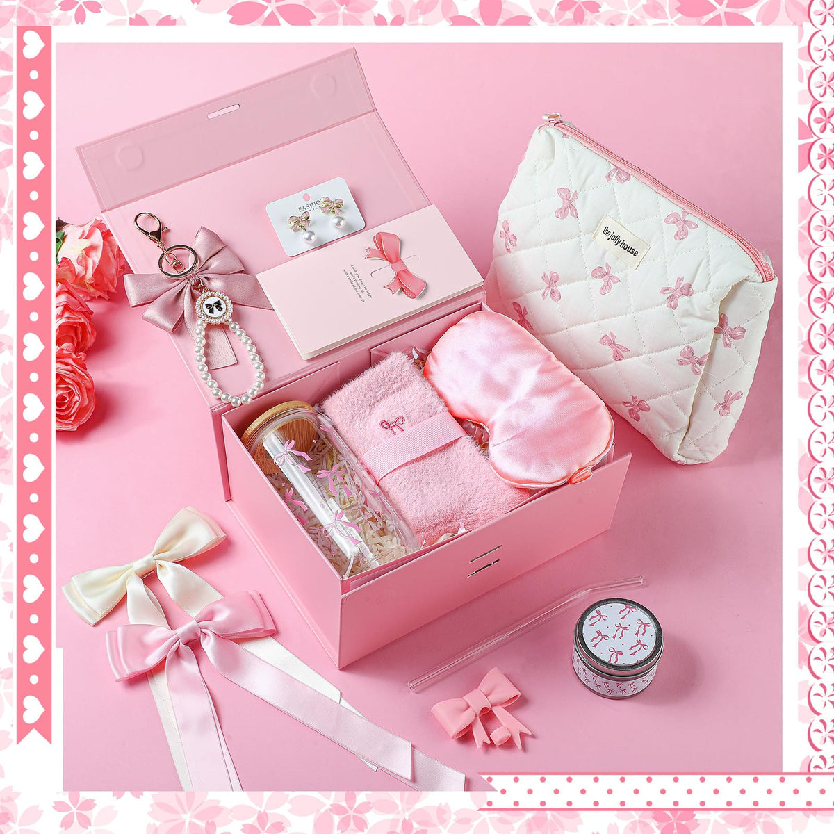 Skylety pink bow hair rope, stylish hair accessory for daily wear.