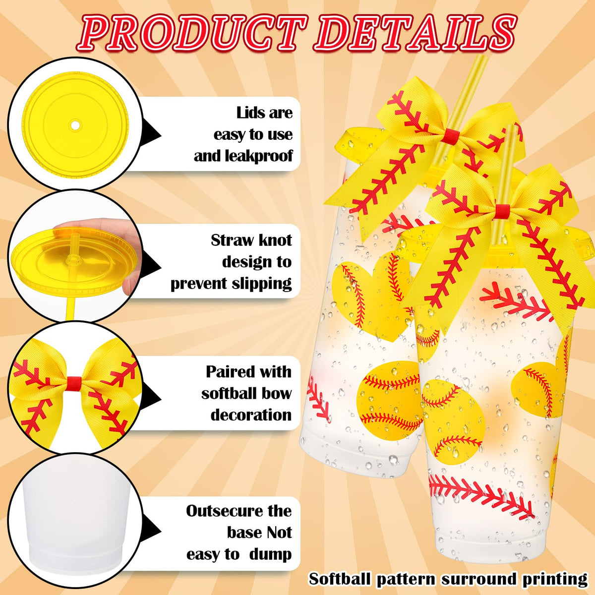 Skylety reusable plastic cups with bow accents for celebrations