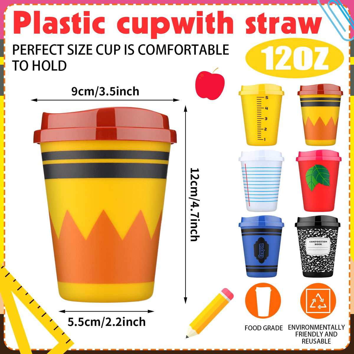 Skylety leakproof lid cup, durable for daily classroom use.
