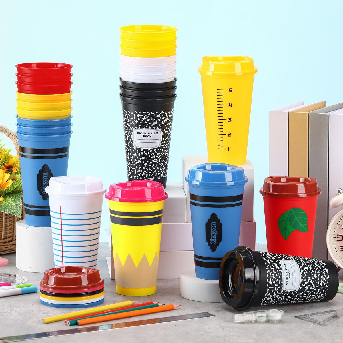 Skylety crayon-pattern tumbler for memorable back-to-school tokens