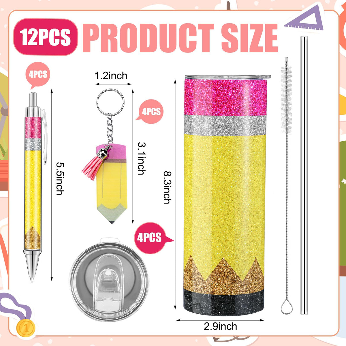 Skylety four-pack tumbler set for teachers, ready to gift.