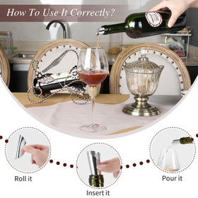 Skyley glossy silver pourer disk highlighting reusable design.