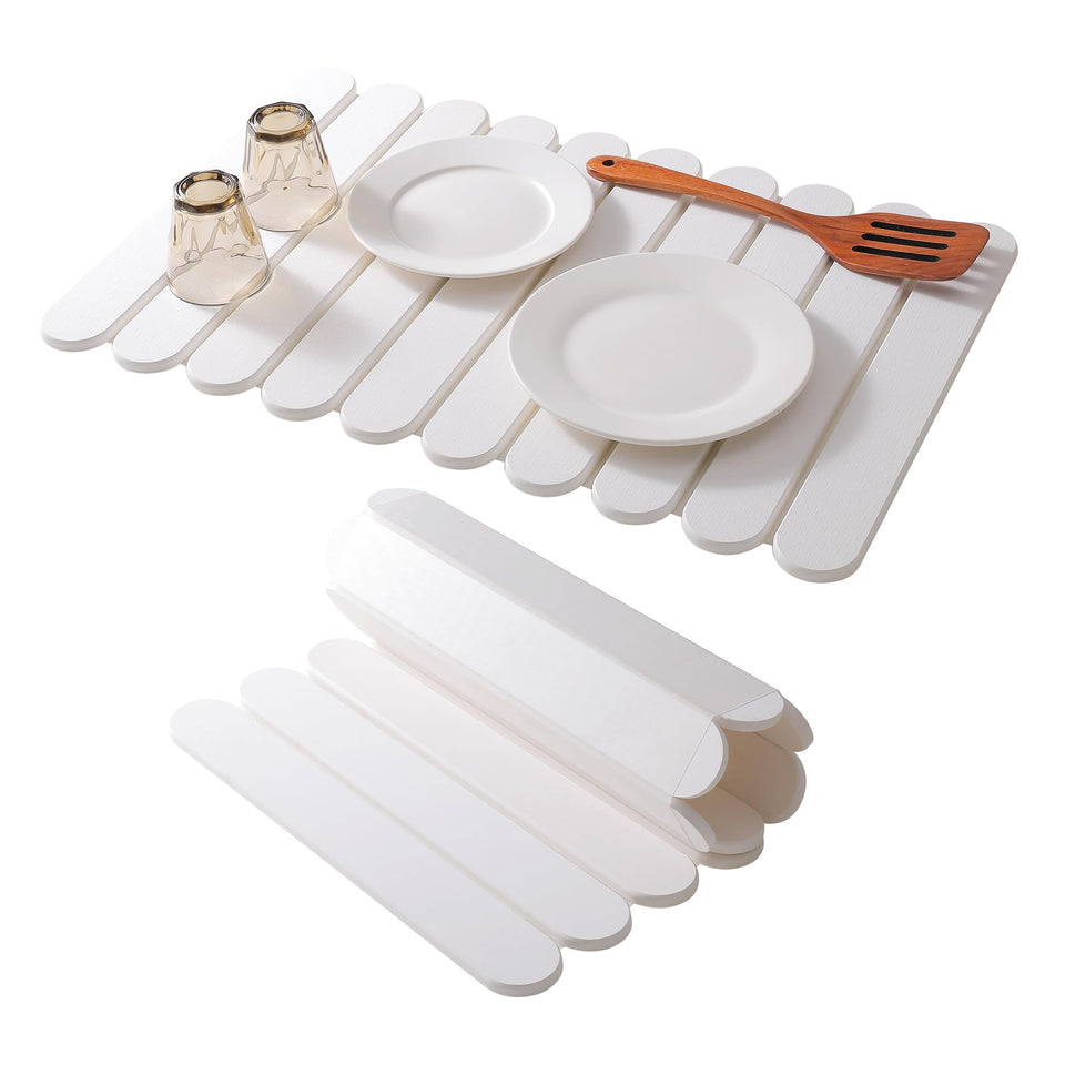 Skyutacil foldable white stone drying mat on counter absorbs water quickly