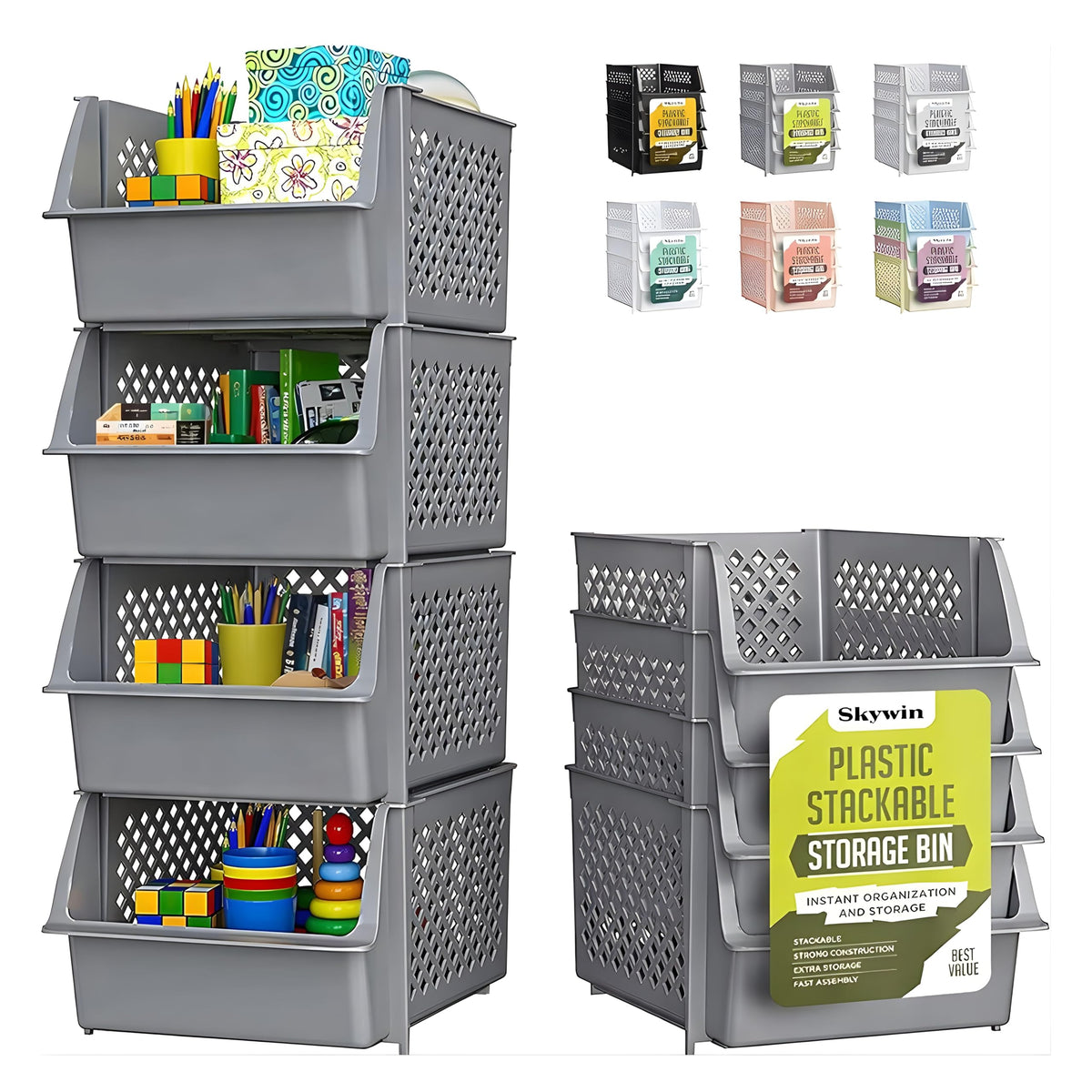 Skywin TidyFriend open-front bin for quick access in pantry or toy storage.