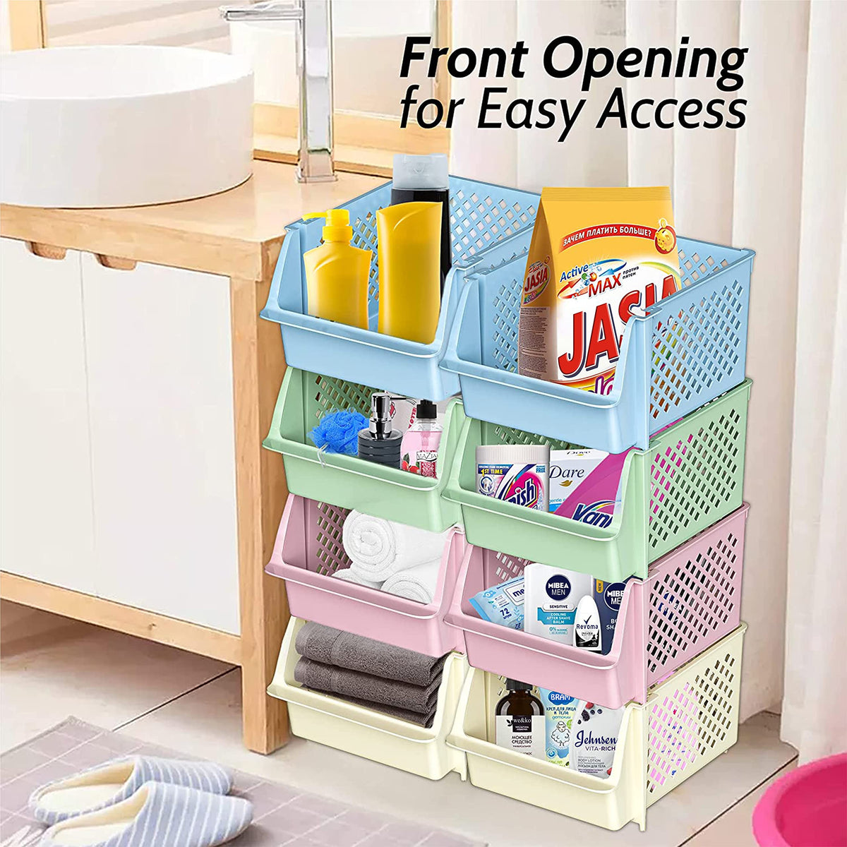 Skywin TidyFriend kitchen bin nests neatly when not in use to save space.