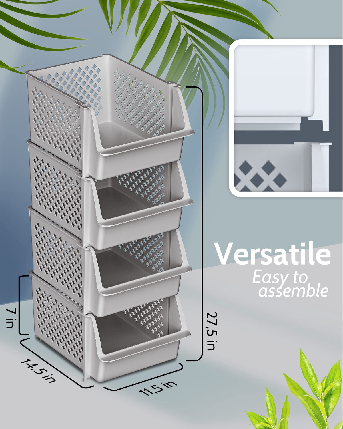 Skywin TidyFriend stackable bin with open front for efficient storage